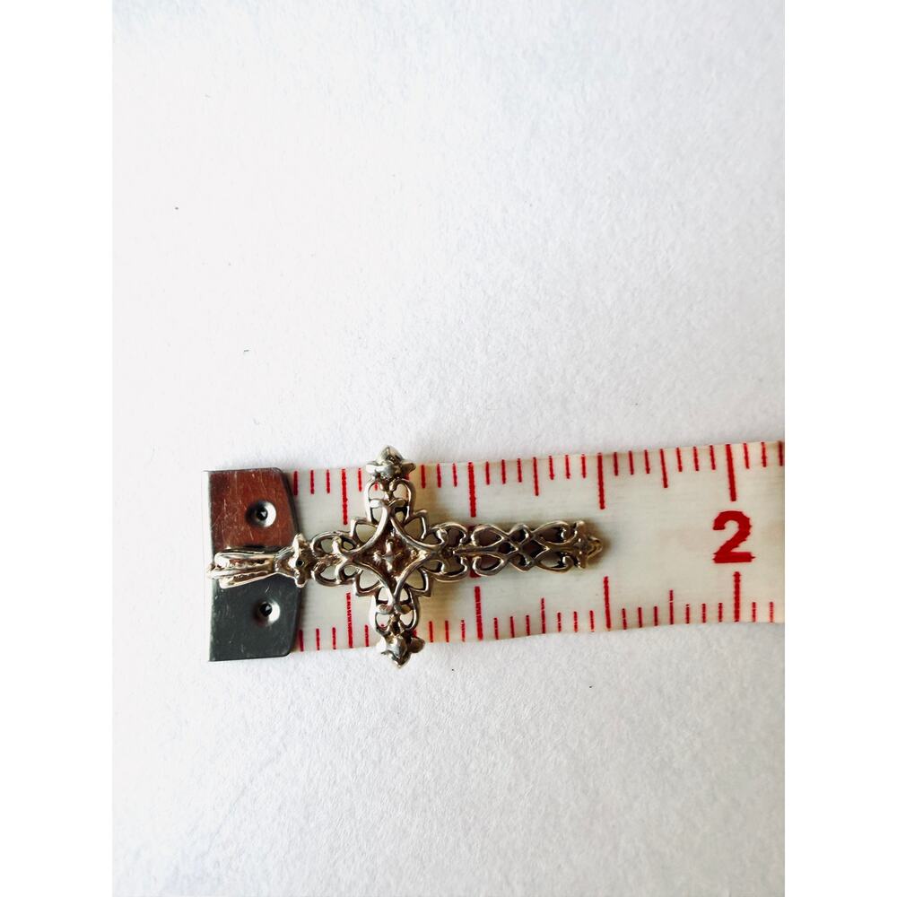 Vintage Style Sterling Silver Filigree Cross Pendant Gothic Openwork 925 - Picture 8 of 9